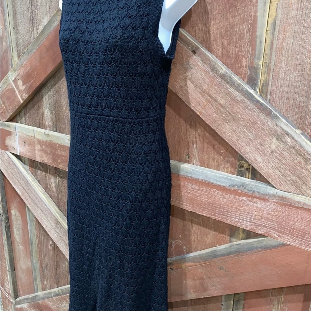 Banana Republic Maxi Sleeveless Black Sweater Dress, Crochet Lined Size 6 - Picture 6 of 15